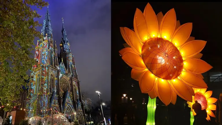 De Europa a México, Llega "Glow Fest" a Puebla: Recorrido de 16 Edificios con Arte Lumínico